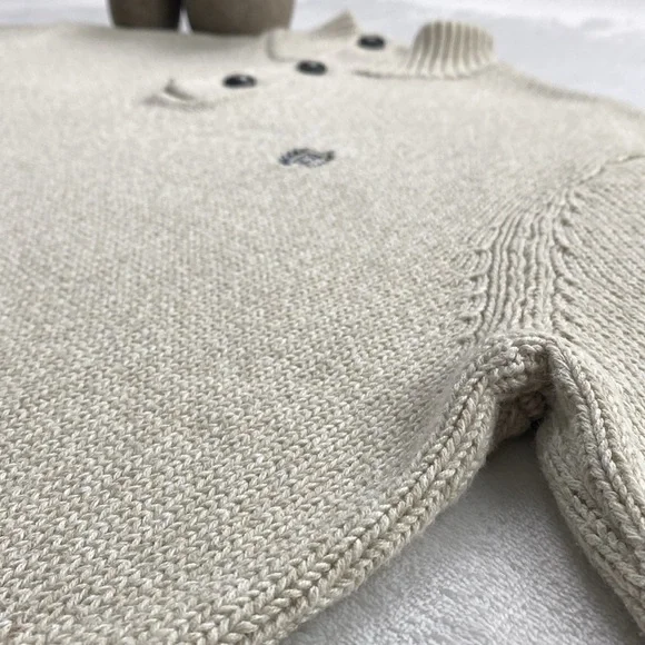 Chaps Knit Mock Neck Quarter Button Elbow Patch Long Sleeve Pullover Sweater - Picture 8 of 16